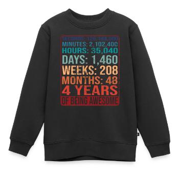 4 ans ! Cadeau d’anniversaire pour 4 ans - Sweat Premium enfant bio - noir - Devant - AI Model Kid Female (0cm)