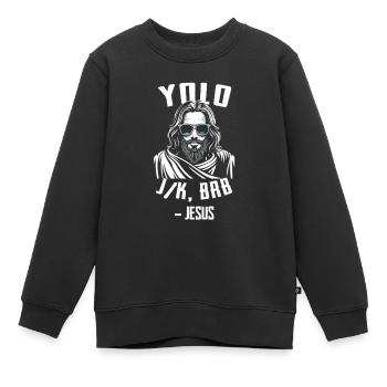 Yolo Jk Brb Jésus Drôle Jour de Pâques Bible Vintage C - Sweat Premium enfant bio - noir - Devant - AI Model Kid Female (0cm)