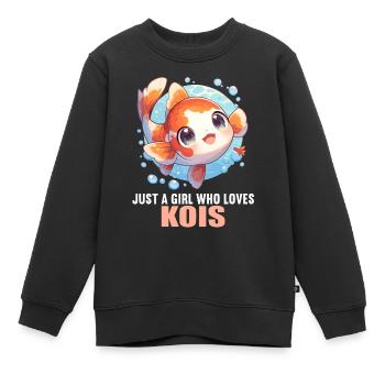 Koi Koi Carpe - Sweat Premium enfant bio - noir - Devant - AI Model Kid Female (0cm)