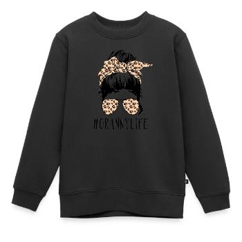 Granny Life Messy Bun Sonnenbrille Neuheit Distresse - Kinder Premium Organic Sweatshirt - Schwarz - Vorne - AI Model Kid Female (0cm)