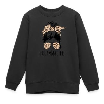 Glamma Life Messy Bun Sonnenbrille Neuheit Distresse - Kinder Premium Organic Sweatshirt - Schwarz - Vorne - AI Model Kid Female (0cm)