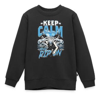Saut De Tremplin Restez Calme Et Déchirez - Sweat Premium enfant bio - noir - Devant - AI Model Kid Female (0cm)