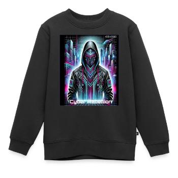 Cyber-rébellion – Guerrier néon - Sweat Premium enfant bio - noir - Devant - AI Model Kid Female (0cm)