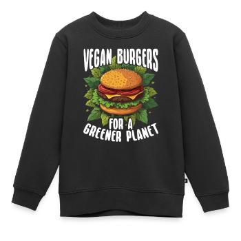 Vegetarischer Burger Veganer Burger Veggie-Burger - Kinder Premium Organic Sweatshirt - Schwarz - Vorne - AI Model Kid Female (0cm)