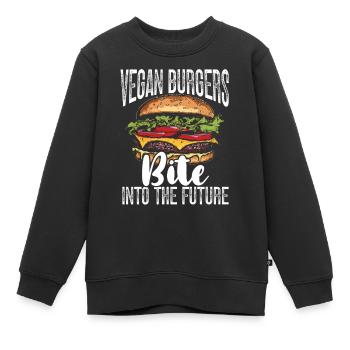 Vegetarischer Burger Veganer Burger Veggie-Burger - Kinder Premium Organic Sweatshirt - Schwarz - Vorne - AI Model Kid Female (0cm)