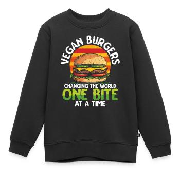 Vegetarischer Burger Veganer Burger Veggie-Burger - Kinder Premium Organic Sweatshirt - Schwarz - Vorne - AI Model Kid Female (0cm)