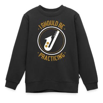 Saxophones que je devrais pratiquer - Sweat Premium enfant bio - noir - Devant - AI Model Kid Female (0cm)
