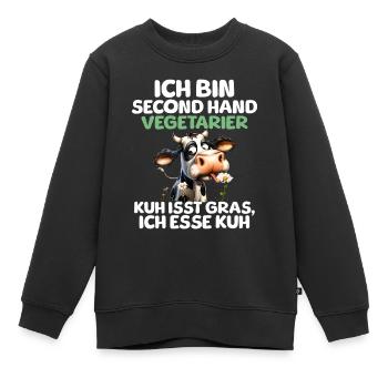Second Hand Vegetarier - Kinder Premium Organic Sweatshirt - Schwarz - Vorne - AI Model Kid Female (0cm)