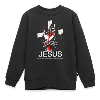 Jesus starb für mich - Kinder Premium Organic Sweatshirt - Schwarz - Vorne - AI Model Kid Female (0cm)