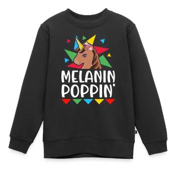 Melanin Poppin Brown Skin Black History - Kinder Premium Organic Sweatshirt - Schwarz - Vorne - AI Model Kid Female (0cm)
