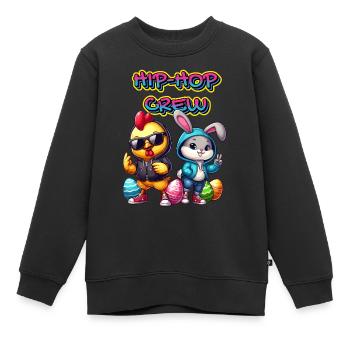Ostern Hase Hip Hop Crew Hip-Hopper Lustig Huhn - Kinder Premium Organic Sweatshirt - Schwarz - Vorne - AI Model Kid Female (0cm)