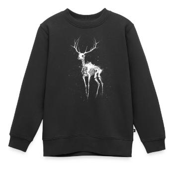 Cerf blanc squelette gothique surréaliste Fantasy graphique - Sweat Premium enfant bio - noir - Devant - AI Model Kid Female (0cm)