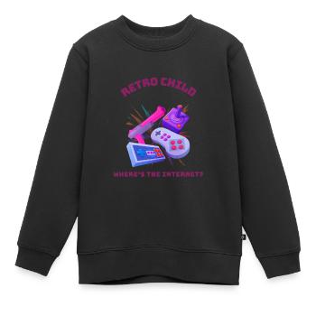 Retro child - Où est Internet ? - Sweat Premium enfant bio - noir - Devant - AI Model Kid Female (0cm)