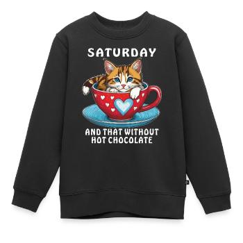 SAMEDI ET CELA SANS CHOCOLAT CHAUD - Sweat Premium enfant bio - noir - Devant - AI Model Kid Female (0cm)
