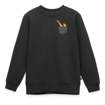 Saxophone Pocket - Kinder Premium Organic Sweatshirt - Schwarz - Vorne - AI Model Kid Female (0cm)