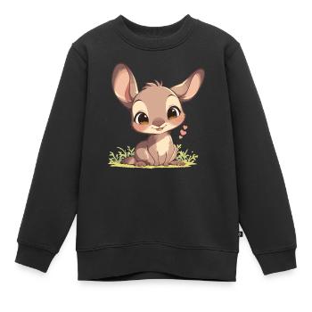 Kangourous Kangourou - Sweat Premium enfant bio - noir - Devant - AI Model Kid Female (0cm)