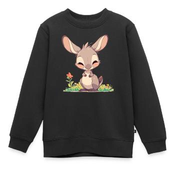 Kangourous Kangourou - Sweat Premium enfant bio - noir - Devant - AI Model Kid Female (0cm)
