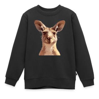 Kangourous Kangourou - Sweat Premium enfant bio - noir - Devant - AI Model Kid Female (0cm)