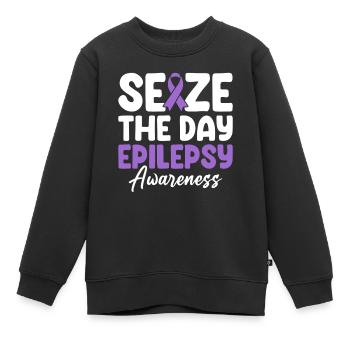 Seize The Day Ruban Violet Système Nerveux - Sweat Premium enfant bio - noir - Devant - AI Model Kid Female (0cm)