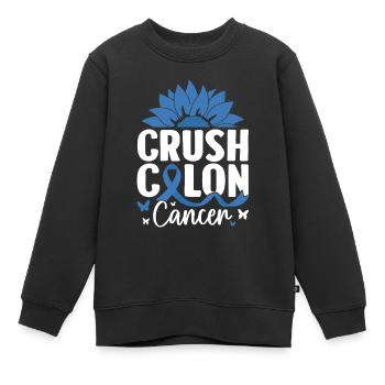 Crush Colon Cancer Blue Ribbon Darm-Koloskopie - Kinder Premium Organic Sweatshirt - Schwarz - Vorne - AI Model Kid Female (0cm)