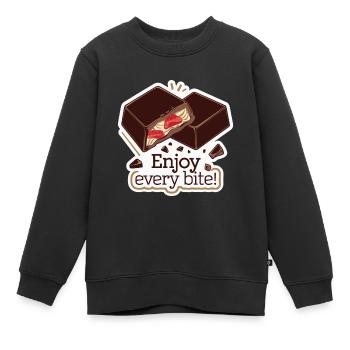 SCHOKORIEGEL GENIESSEN SIE JEDEN BISSEN - Kinder Premium Organic Sweatshirt - Schwarz - Vorne - AI Model Kid Female (0cm)
