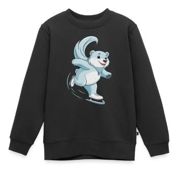 Eisbahn Eisbär Schlittschuhfahren - Kinder Premium Organic Sweatshirt - Schwarz - Vorne - AI Model Kid Female (0cm)