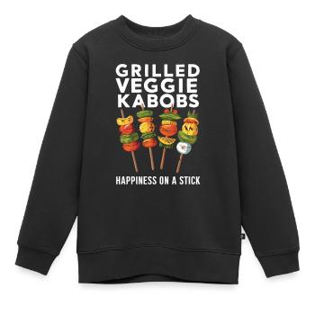 Gegrillte Gemüsespieße Glück Am Spieß - Kinder Premium Organic Sweatshirt - Schwarz - Vorne - AI Model Kid Female (0cm)