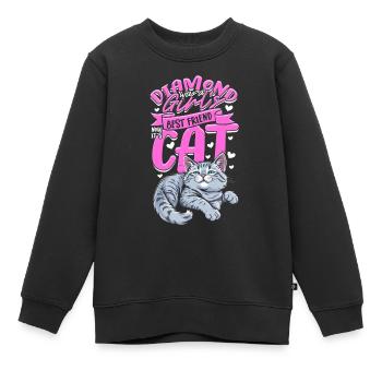Freundin Ehefrau Valentinstag Katze - Kinder Premium Organic Sweatshirt - Schwarz - Vorne - AI Model Kid Female (0cm)