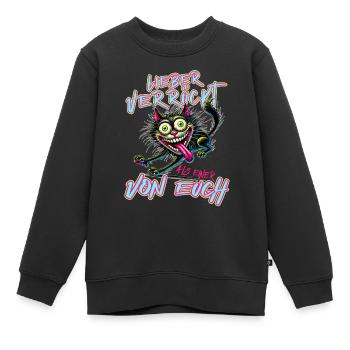 Chat fou Mieux fou que l’un d’entre vous - Sweat Premium enfant bio - noir - Devant - AI Model Kid Female (0cm)