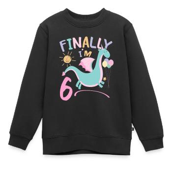 6ème anniversaire Fille Dracon 6 ans Cadeaux - Sweat Premium enfant bio - noir - Devant - AI Model Kid Female (0cm)