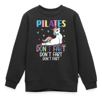 Pilates Don’t Fet Drôle Instructeur de Pilates Yoga - Sweat Premium enfant bio - noir - Devant - AI Model Kid Female (0cm)