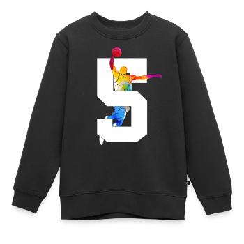 NUMMER 5 BASKETBALL 5. GEBURTSTAG - Kinder Premium Organic Sweatshirt - Schwarz - Vorne - AI Model Kid Female (0cm)