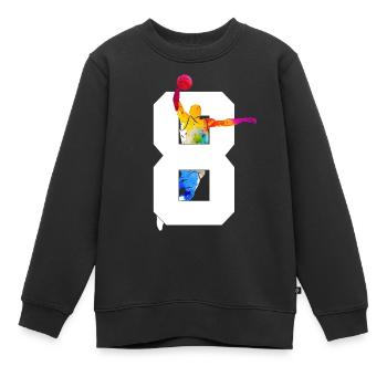 NUMMER 8 BASKETBALL 8. GEBURTSTAG - Kinder Premium Organic Sweatshirt - Schwarz - Vorne - AI Model Kid Female (0cm)