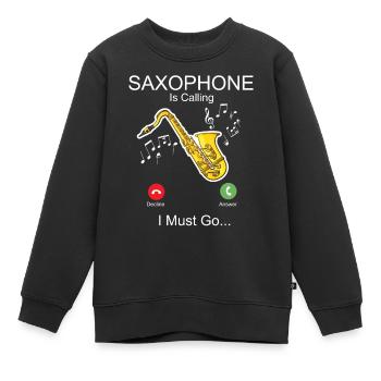 Saxophone Phone Display Saxophone - Kinder Premium Organic Sweatshirt - Schwarz - Vorne - AI Model Kid Female (0cm)