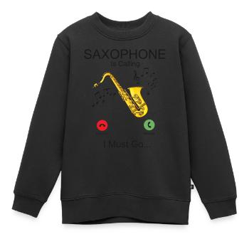 Saxophone Phone Display Saxophone - Kinder Premium Organic Sweatshirt - Schwarz - Vorne - AI Model Kid Female (0cm)