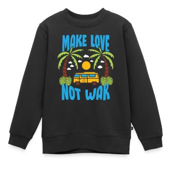 Make Love Not War Flowerpower Hippie - Kinder Premium Organic Sweatshirt - Schwarz - Vorne - AI Model Kid Female (0cm)