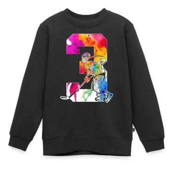 NUMMER 3 EISHOCKEY 3. GEBURTSTAG - Kinder Premium Organic Sweatshirt - Schwarz - Vorne - AI Model Kid Female (0cm)