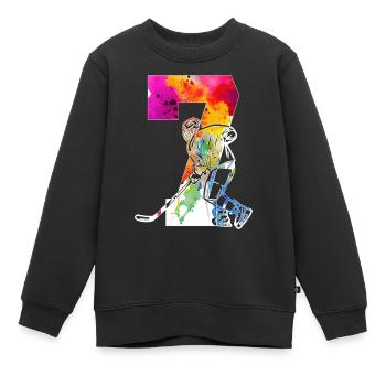 NUMMER 7 EISHOCKEY 7. GEBURTSTAG - Kinder Premium Organic Sweatshirt - Schwarz - Vorne - AI Model Kid Female (0cm)