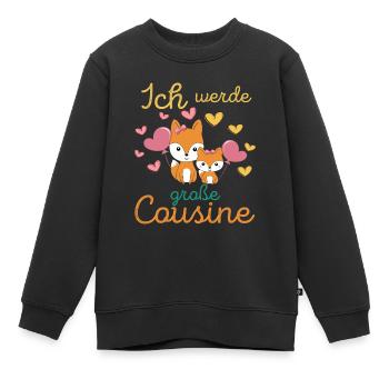 Bientôt, grand cousin 2026 Les Renards deviendront grands cousins - Sweat Premium enfant bio - noir - Devant - AI Model Kid Female (0cm)