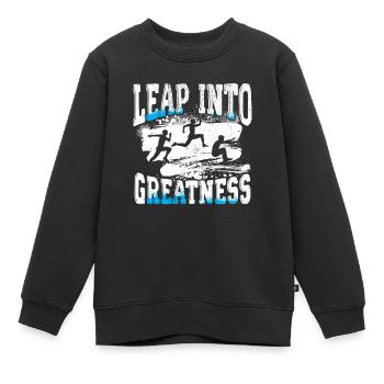 Saut en longueur Saut dans la grandeur - Sweat Premium enfant bio - noir - Devant - AI Model Kid Female (0cm)