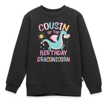cousin de la fille d’anniversaire Dracon Family Party - Sweat Premium enfant bio - noir - Devant - AI Model Kid Female (0cm)