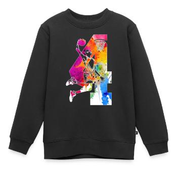 4. GEBURTSTAG BASKETBALL NUMMER 4 - Kinder Premium Organic Sweatshirt - Schwarz - Vorne - AI Model Kid Female (0cm)