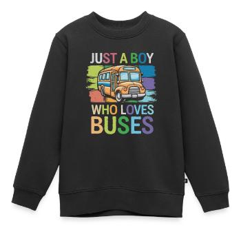 Just a Boy Who Loves Buses for Bus Lovers für - Kinder Premium Organic Sweatshirt - Schwarz - Vorne - AI Model Kid Female (0cm)