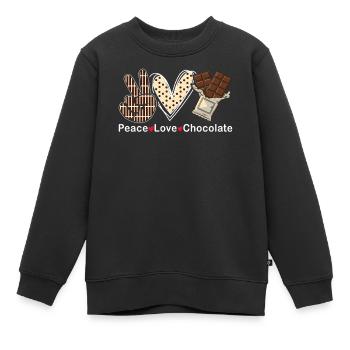 Peace Love Chocolat Choco Bonbons Confiserie - Sweat Premium enfant bio - noir - Devant - AI Model Kid Female (0cm)