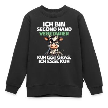 Second Hand Vegetarier - Kinder Premium Organic Sweatshirt - Schwarz - Vorne - AI Model Kid Female (0cm)