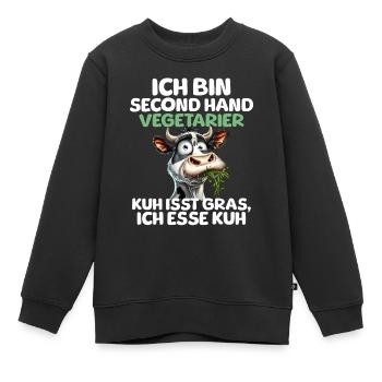 Second Hand Vegetarier - Kinder Premium Organic Sweatshirt - Schwarz - Vorne - AI Model Kid Female (0cm)