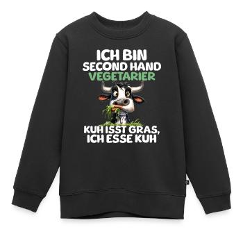 Second Hand Vegetarier - Kinder Premium Organic Sweatshirt - Schwarz - Vorne - AI Model Kid Female (0cm)
