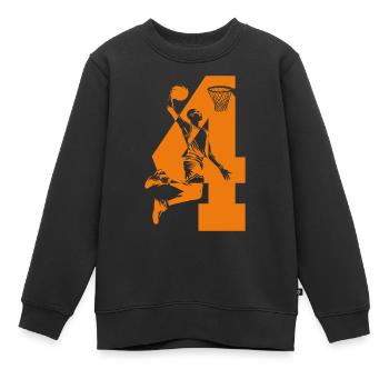 NUMMER 4 BASKETBALL 4. GEBURTSTAG - Kinder Premium Organic Sweatshirt - Schwarz - Vorne - AI Model Kid Female (0cm)