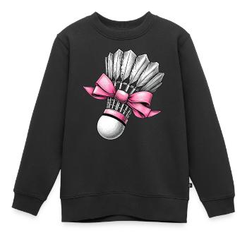 Coquette noeud Badminton Volant Ruban Rose Maman - Sweat Premium enfant bio - noir - Devant - AI Model Kid Female (0cm)