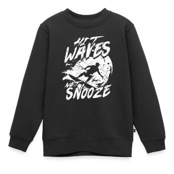 Wakeboarding Wakeboard Hit Waves Not Snooze - Kinder Premium Organic Sweatshirt - Schwarz - Vorne - AI Model Kid Female (0cm)